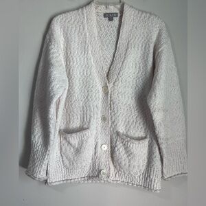 J. Crew Womens chunky knit cardigan in textured yarn Off White Sz XS Wool Blend